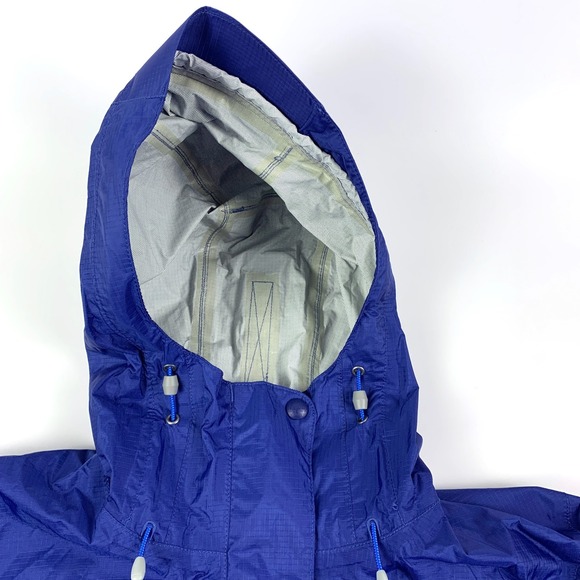 LL Bean Tek Trail Rain Jacket Misses Md Blue Hooded Full Zip Waterproof Windbrkr - Picture 8 of 16